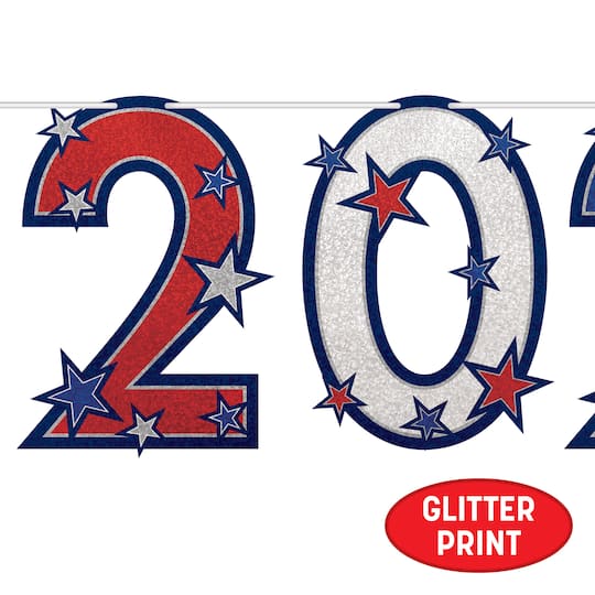 Beistle 5ft. Red, White & Blue 2026 Glittered Streamer